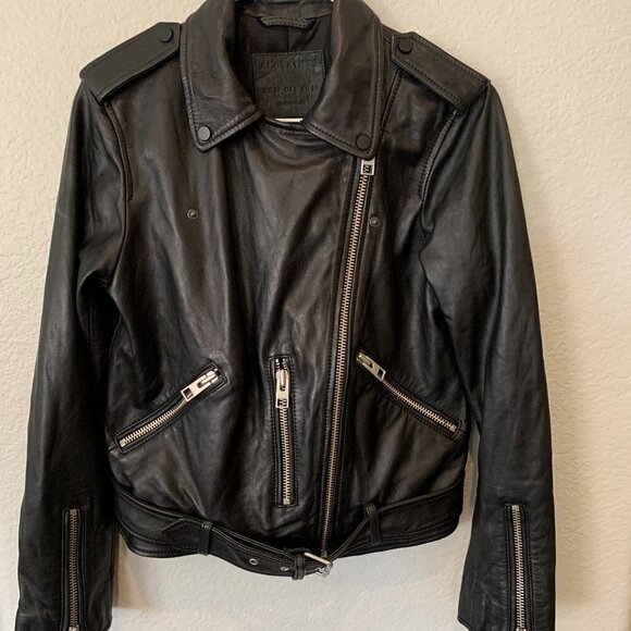 ALLSAINTS  Leather Biker Jacket (US/6) - Picture 4 of 6
